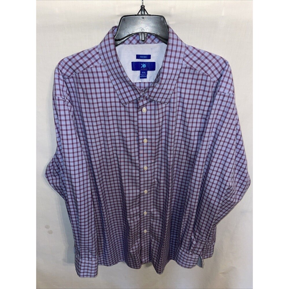 Egara Men’s Dress Shirt Size 2XL Blue Squared Business Formal City Wedding